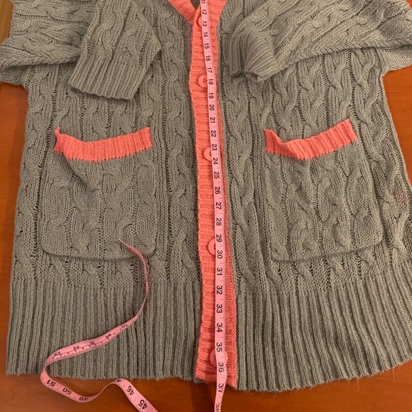 LLR Lucille Cardigan, Oversized, Gray and Pink - Picture 14 of 15